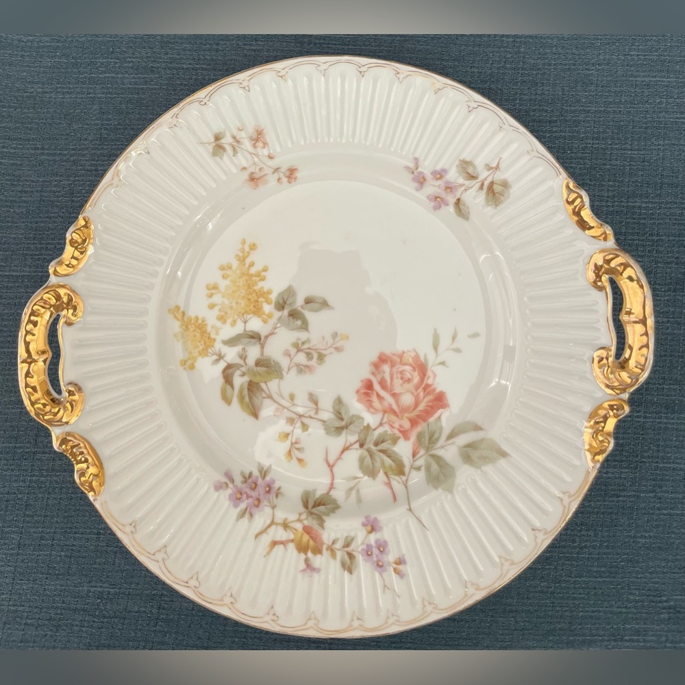 Antique CT Germany Carl Tielsch Floral Serving / Display Cabinet Plate
